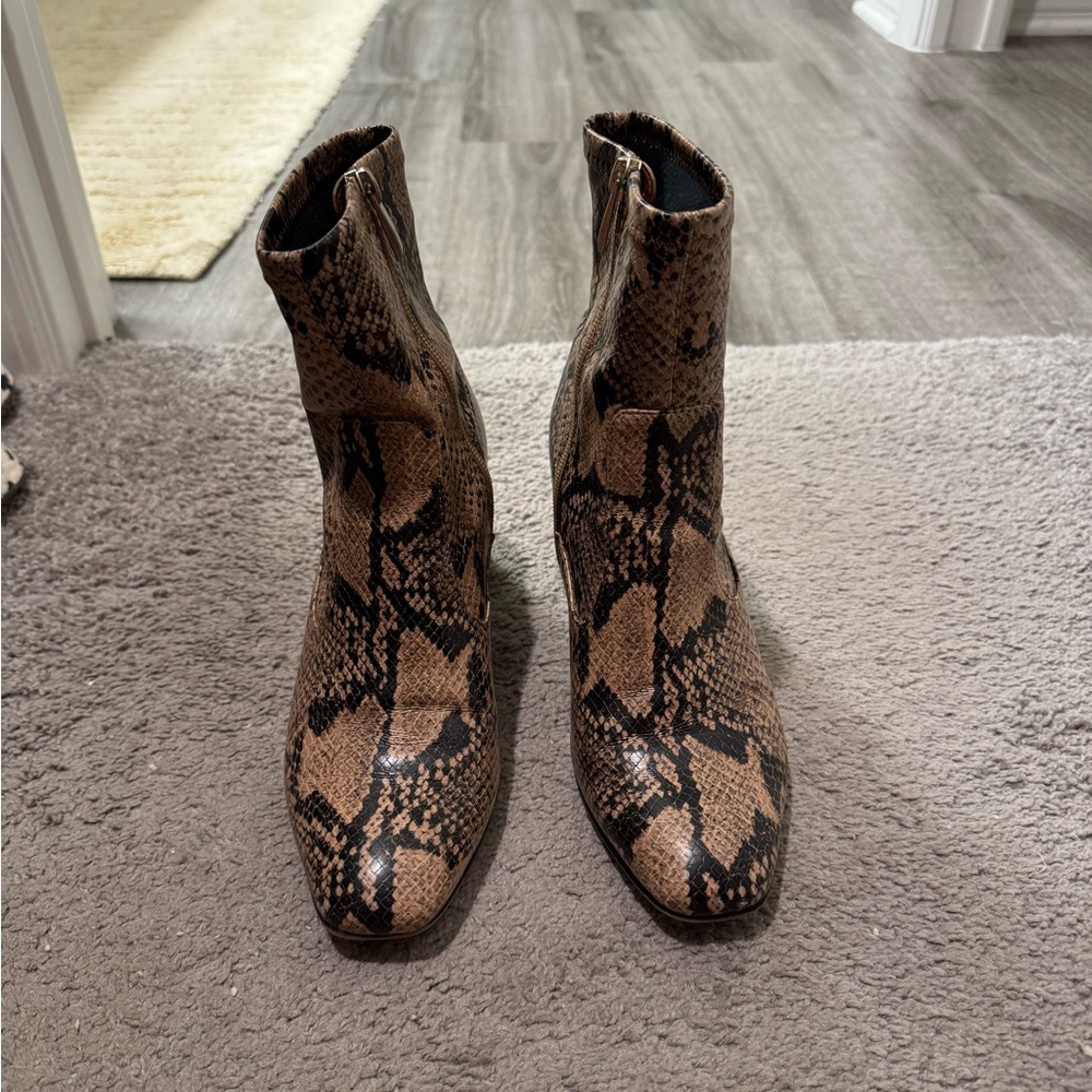 Snakeskin Pattern Ankle Boots